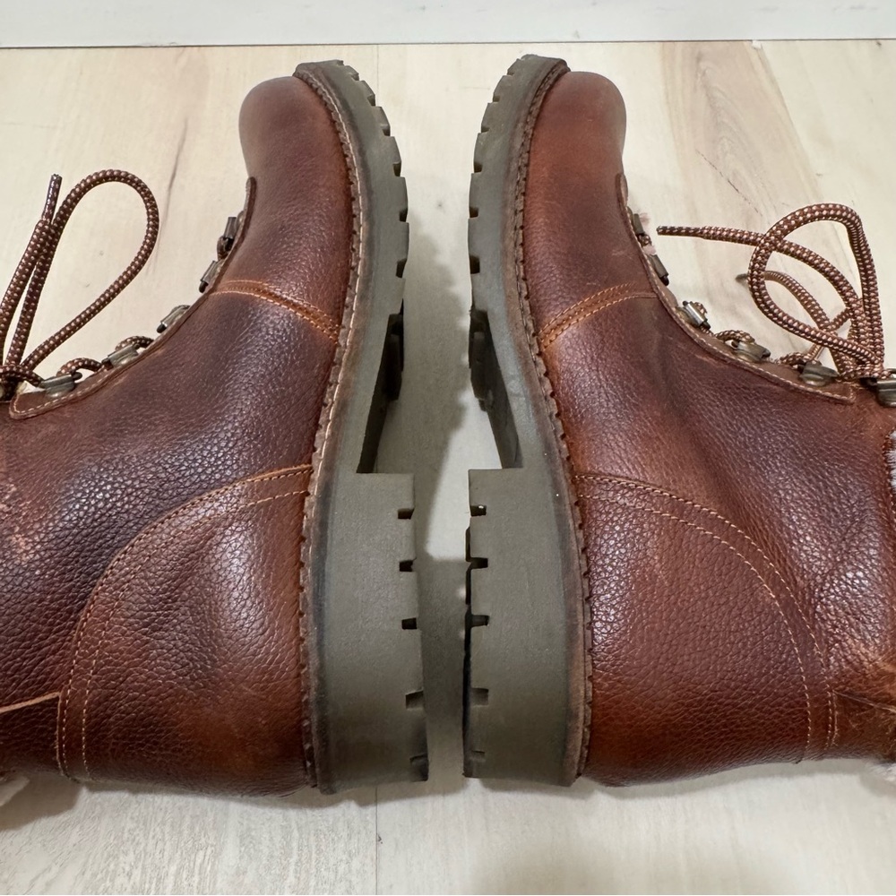 Avellini Leather Brown Lace Up Boots Winter Faux Fur Lined 41 US 10 - Picture 12 of 15